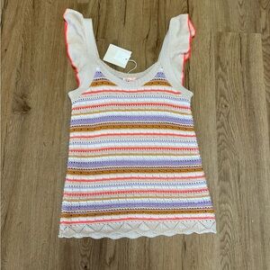 Lisa Todd Shore Thing Knit Tank/Top XS Natural Combo NWT